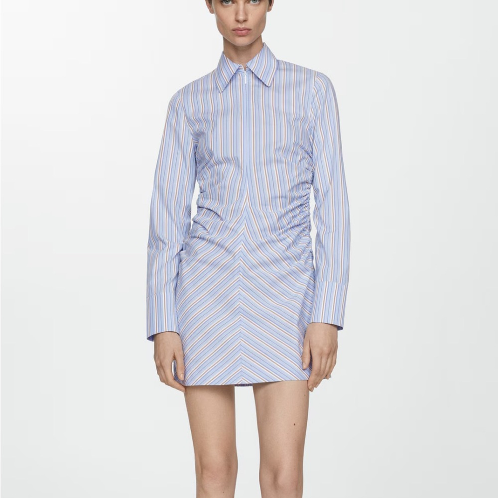 Mango STRIPED SHIRT DRESS WITH ZIP